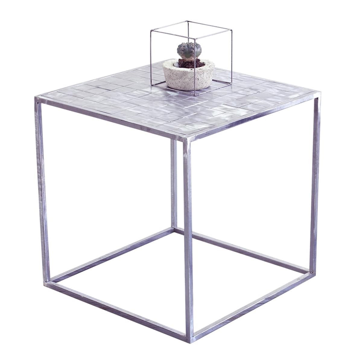 nowoczesny elegancki stolik kawowy metalowy srebrny